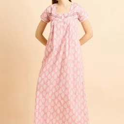 Sweet Dreams Pink Cotton Printed Night Gown-picture-42