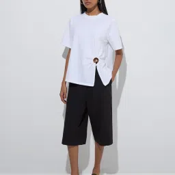 Wardrobe by Westside White Cut-Out-Detailed T-Shirt image 3