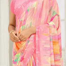 Saree Mall Pink Georgette Self Saree with Blouse Piece image 3