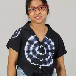 Kiddopanti Kids Navy & White Over Dyed Top-picture-16