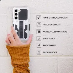 Sprig Armor with Stand Back Cover for SAMSUNG Galaxy S23 5G (Silver) image 4