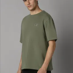 Louis Philippe Olive Green Cotton Relaxed Fit T-Shirt image 3