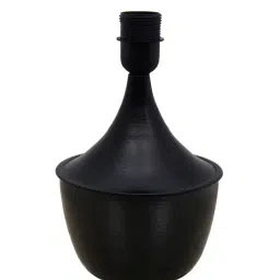 Homesake Table Lamp Matt Black Metal Modern Lamp with Fabric Shade Black Tulip Off-White Shade image 3