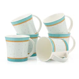 JCPL Printed Green Ceramic Tea Cups- Set of 6 (200 ml each) image 3