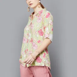 Melange by Lifestyle Sage Green & Pink Printed Kurti image 3