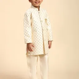 Pro-Ethic Style Developer Kids Cream Embellished Full Sleeves Kurta with Pants image 3