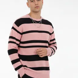 glitchez Acrylic Striped Open Knit Sweater-picture-27