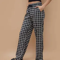 Ginger By Lifestyle Black Cotton Regular Fit Checks Pyjamas image 3