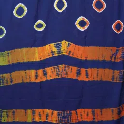 Unnati Silks Navy Cotton Tie & Dye Saree With Unstitched Blouse image 3