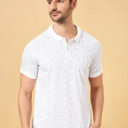 Byford by Pantaloons White Cotton Slim Fit Printed Polo T-Shirt-image-25