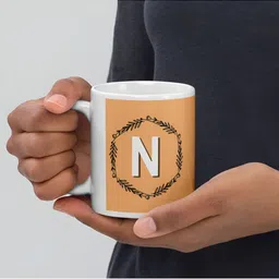 Mr UVD White & Yellow Typography Printed Ceramic Glossy Mug - 350 ml image 3