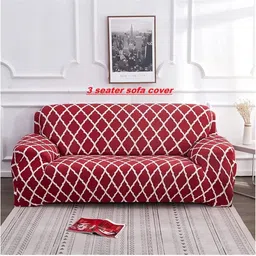 DECOR VATIKA Maroon Printed 3 Seater Sofa Cover With Arms-image-63