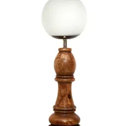 Homesake Chess Decorative Bedside Table Desk Lamp White Frost Shade Handmade Wooden Bishop-image-1