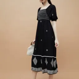 Fame Forever By Lifestyle Black Regular Fit Printed Dress image 3