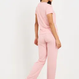 Styli Pink Cotton Blend Solid Pyjama Set image 2