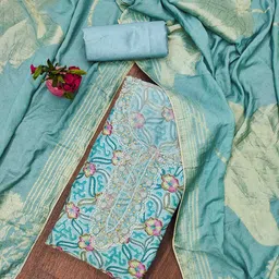 DIVASTRI Floral Embellished Sequinned Organza Unstitched Dress Material-picture-28