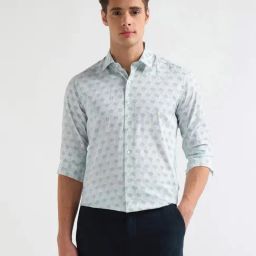 Arrow New York Blue Cotton Slim Fit Printed Shirt-picture-26