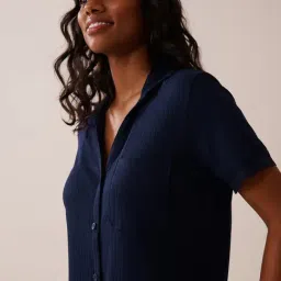 La Vie En Rose Navy Polyester Solid Sleepshirt image 3