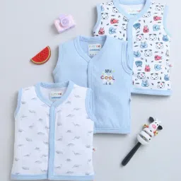 Bumzee Kids Sky Blue & White Printed Jhablas (Pack Of 3)-image-97