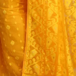 Bengal Handloom Yellow Art Silk Jamdani Saree Without Blouse image 4