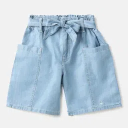United Colors of Benetton Girls Blue Cotton Solid Shorts-picture-33