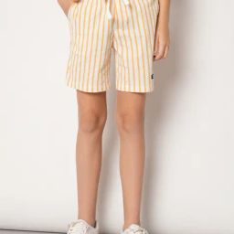 Jack & Jones Junior Yellow & White Striped Shorts-image-47