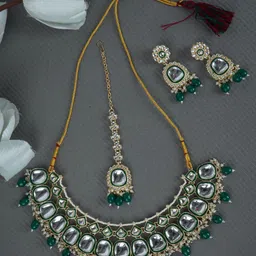 Divisha Gold-Plated Stones Studded & Beaded Jewellery Set-picture-32