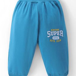 Tango Looper Knit Full Length Track Pant with Text Embroidery -Blue-picture-39