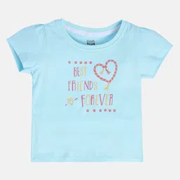 MINI KLUB Cotton Half Sleeves Typography Printed Top - Blue-image-89