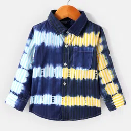 INFINITY Denim Cotton Full Sleeves Striped & Tie Dye Shirt - Multi Colour-picture-19