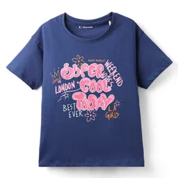Pine Kids Cotton Knit Half Sleeves T-Shirt with Text Print - Navy Blue-picture-23
