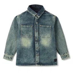 Tales & Stories Knit Full Sleeves Mild Washed Shirt - Blue-picture-14