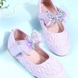 Cute Walk by Babyhug Velcro Closure Ballerina with Bow Applique - Purple-picture-13