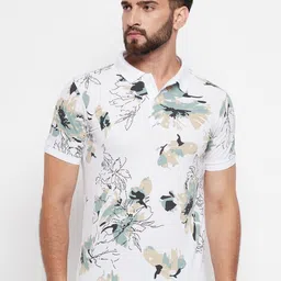 NYKER Men Floral Printed Polo Collar Cotton T-shirt-picture-42