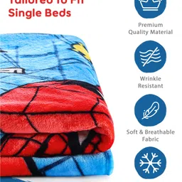 pine kids disney PineKids Marvel Single Ply Fleece Blanket in Spiderman Print - Blue image 2