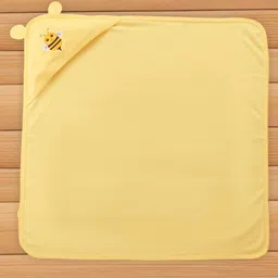 Babyhug Cotton Interlock Knit Hooded Towel with Bee Print L 76.2 x B 76.2 cm - Orange image 2