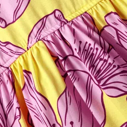 Pine Kids Cotton Knit Half Sleeves One Piece Frock with Floral Print - Multicolor image 3