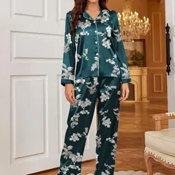 NIJANAND TEXTILE Floral Printed Night suit-image-16