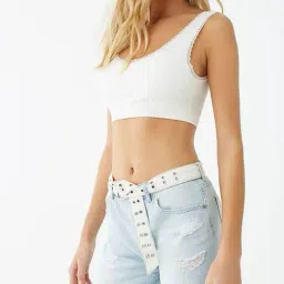 Forever 21 Light Blue Distressed Denim Shorts-picture-18