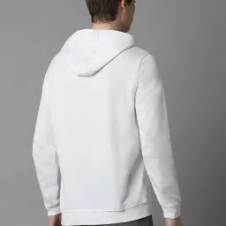 Louis Philippe White Cotton Regular Fit Printed Hooded Sweatshirt image 3