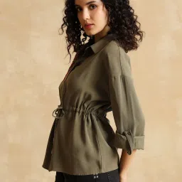 Kazo Olive Relaxed Fit Brielle Shirt image 3