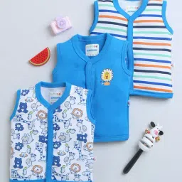 Bumzee Kids Royal Blue & White Printed Jhablas (Pack Of 3)-picture-31