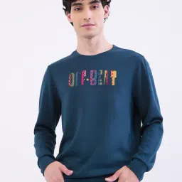 Spykar Teal Green Cotton Poly Regular Typographic Print Sweatshirt-image-15