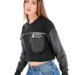 Bewakoof Black Loose Fit Graphic Print Sweatshirt image 3