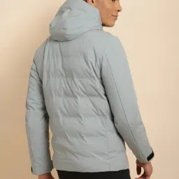 Allen Solly Grey & Orange Cotton Regular Fit Quilted Hooded Jacket image 3