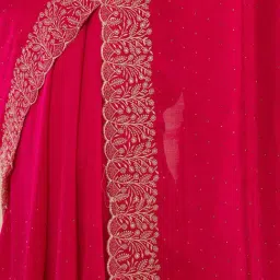 Koskii Rani Pink Zariwork Soft Silk Saree image 4