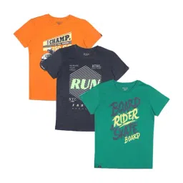 Gini & Jony Kids Multicolor Cotton Printed T-Shirts - Pack of 3-picture-19