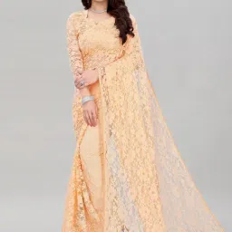 Satrani Cream Embroidered Saree With Unstitched Blouse-image-21