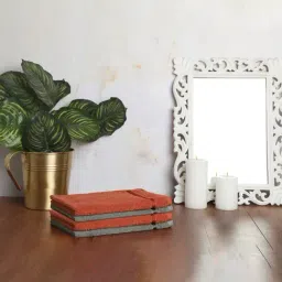 Spaces Atrium Self Red & Grey 500 GSM Cotton Hand Towel - Set of  4-image-21