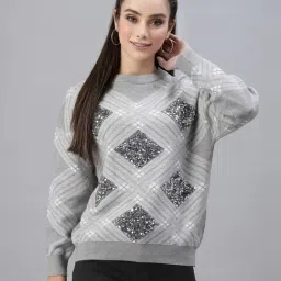 Mafadeny Grey Embellished Sweater-picture-15